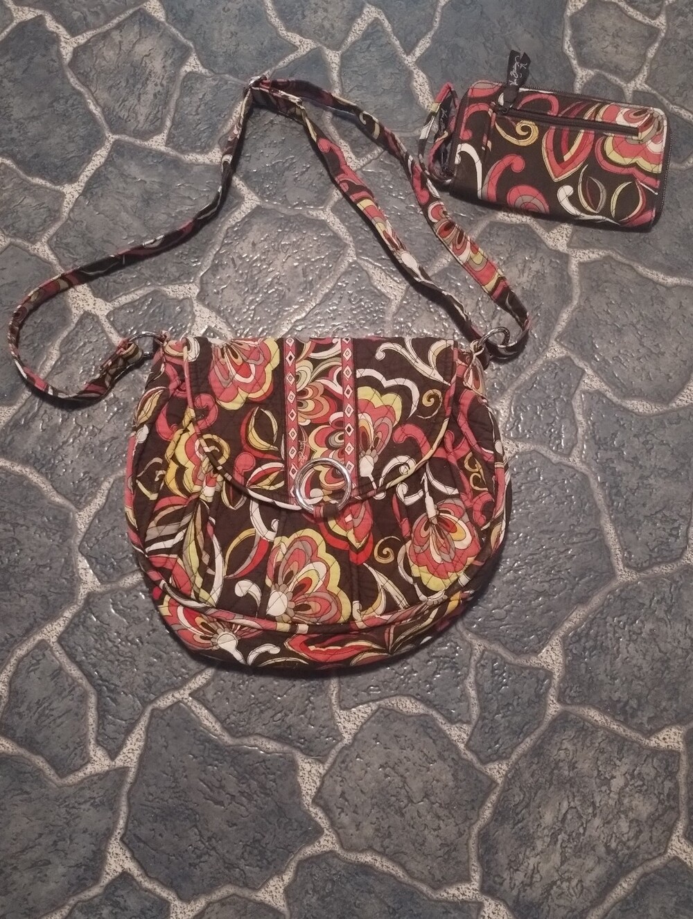 Vera Bradley Puccinni Saddle up crossbody bag & matching wallet RETIRED VINTAGE